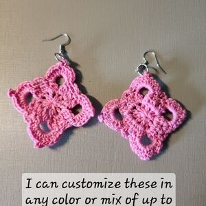 Handmade Pink Crochet Earrings